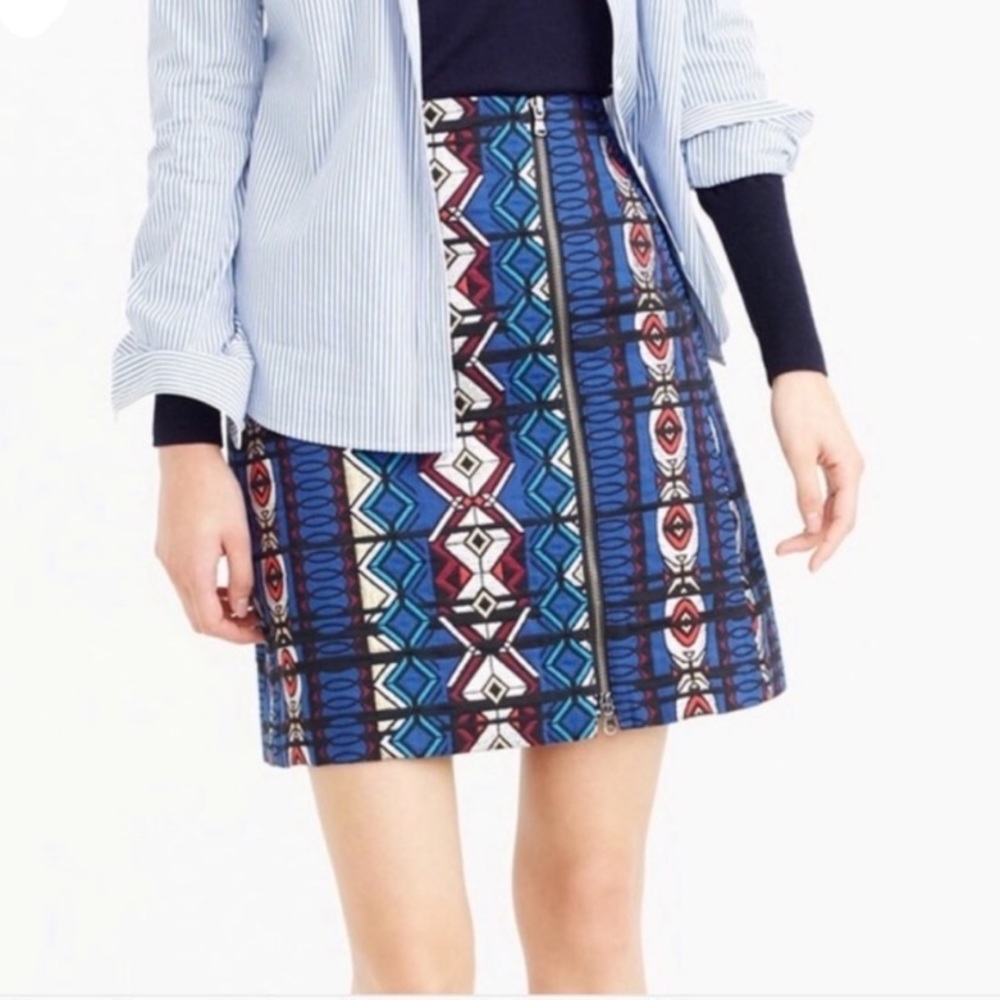 J. Crew Zip Windowpane Jacquard Skirt